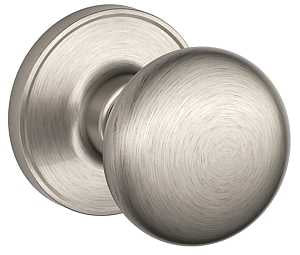 Schlage J Series J10 STR 619 Passage Knob, Metal, Satin Nickel, 2-3/8, 2-3/4 in Backset, 1-3/8 to 1-3/4 in Thick Door