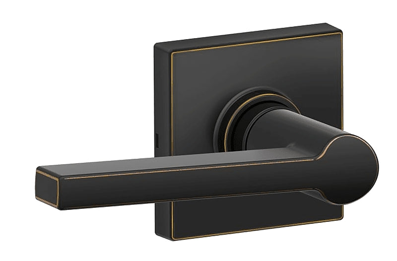 Schlage J Series J10 SOL 716 COL Passage Lever, Mechanical Lock, Aged Bronze, Metal, Residential, 3 Grade, ADA Compliant