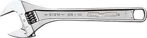 Channellock WIDEAZZ Series 808W Adjustable Wrench, 8 in OAL, 1.18 in Jaw, Steel, Chrome-Plated, I-Beam Handle