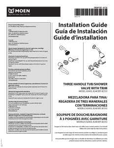 Moen 82663/82403 Tub/Shower Faucet, 1.75 gpm Showerhead, 3-Handle, Metal, Chrome Plated