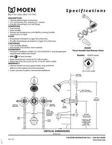 Moen 82663/82403 Tub/Shower Faucet, 1.75 gpm Showerhead, 3-Handle, Metal, Chrome Plated