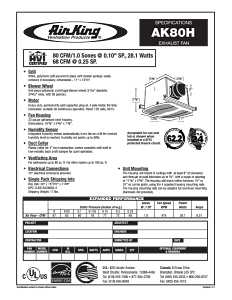 Air King AK80H Exhaust Fan, 9.4 in L, 10.88 in W, 0.3 A, 120 V, 70 cfm Air, Metal, White