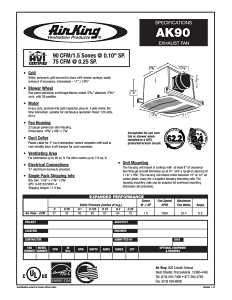 Air King AK90 Exhaust Fan, 10-7/8 in L, 9-3/8 in W, 0.3 A, 120 V, 1-Speed, 90 cfm Air, Metal, White