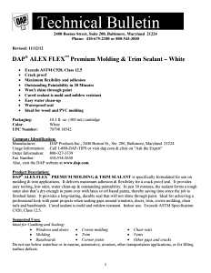 DAP ALEX FLEX 18542 Cauling Sealant, White, 72 hr Curing, 40 to 100 deg F, 10.1 oz Cartridge