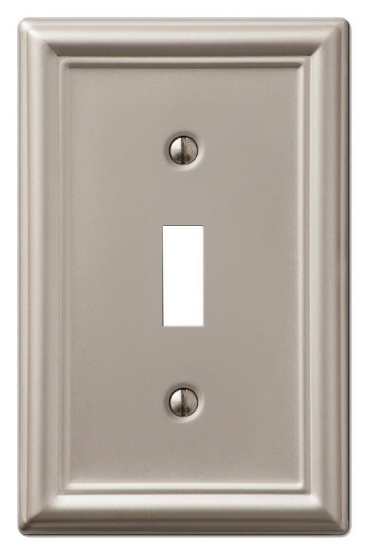 Amerelle Chelsea Series 149TBN Wallplate, 4.9 in L, 3.1 in W, 1-Gang, Steel, Brushed Nickel-Plated