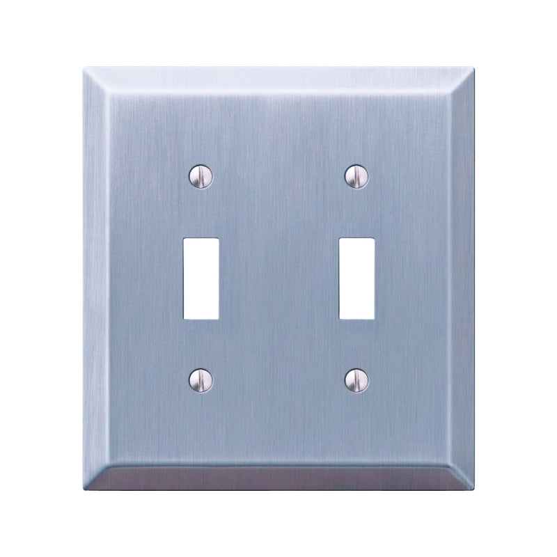 Amerelle 163TTBN Wallplate, 4-15/16 in L, 4-9/16 in W, 2 -Gang, Steel, Brushed Nickel