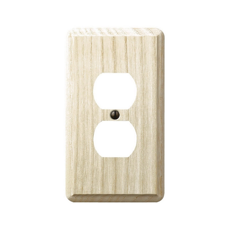 Amerelle Contemporary Series 401D Outlet Wallplate, 5.36 in L, 3.11 in W, 1-Gang, Ash Wood, Screw Mounting