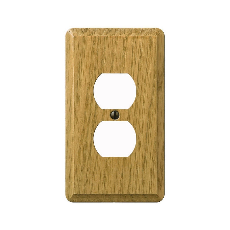 Amerelle Contemporary Series 901DL Outlet Wallplate, 5.36 in L, 3.11 in W, 1-Gang, Oak Wood, Light Oak, Screw Mounting