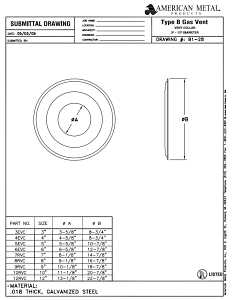 AmeriVent 8RVC Vent Collar, 8 in Vent Hole, Galvanized Steel