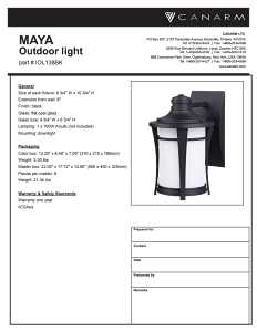 Canarm MAYA Series IOL138BK Outdoor Wall Light, 120 V, Incandescent Lamp