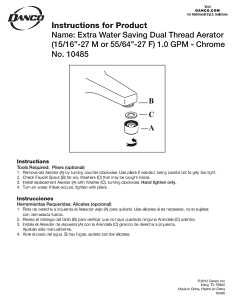 Danco 10485 Faucet Aerator, 15/16-27 x 55/64-27 Male x Female Thread, Brass, Chrome Plated, 1 gpm