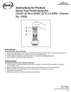 Danco 10500 Swivel Sprayrator, 15/16-27 x 55/64-27 Male x Female Thread, Plastic, Chrome Plated, 1.5 gpm