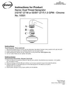 Danco 10501 Swivel Sprayrator, 15/16-27 x 55/64-27 Male x Female Thread, Brass, Chrome Plated, 1.5 gpm
