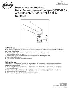 Danco 10509 Hose Aerator Adapter, 55/64 x 3/4 x 55/64 in, Male/GHTM x Female, Brass, Chrome-Plated