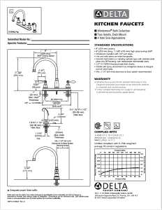 Delta Windemere Series 21996LF-SS Kitchen Faucet with Side Sprayer, 1.8 gpm, 2-Handle, Plastic, Stainless Steel