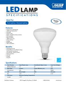 Feit Electric BR30DM/950CA/3 LED Bulb, 650 Lumens, 7.2 W, BR30 Lamp, 65 W Equivalent, E26 Lamp Base