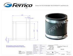 Fernco 1056 Series 1056-33 Flexible Pipe Coupling, 3 in, PVC, 4.3 psi Pressure
