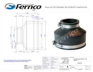 Fernco P1056-42 Flexible Coupling, 4 x 2 in, PVC, Black, 4.3 psi Pressure