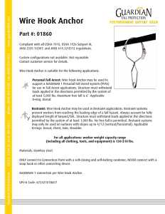 Guardian Fall Protection 01860 Wire Hook Anchor, Stainless Steel