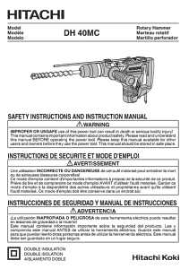Metabo HPT DH40MCM Rotary Hammer, 10 A, Keyed Chuck, 1-9/16 in Chuck, 2800 bpm, 6.3 ft-lb Impact Energy
