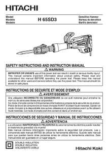 Metabo HPT H65SD3M Demolition Hammer, 10.8 A, 3/8 in Chuck, 1400 bpm, 33.2 ft-lb Impact Energy
