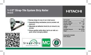 Metabo HPT NR38AKM Lightweight Strip Nailer, 29 Magazine, Paper Strip Collation