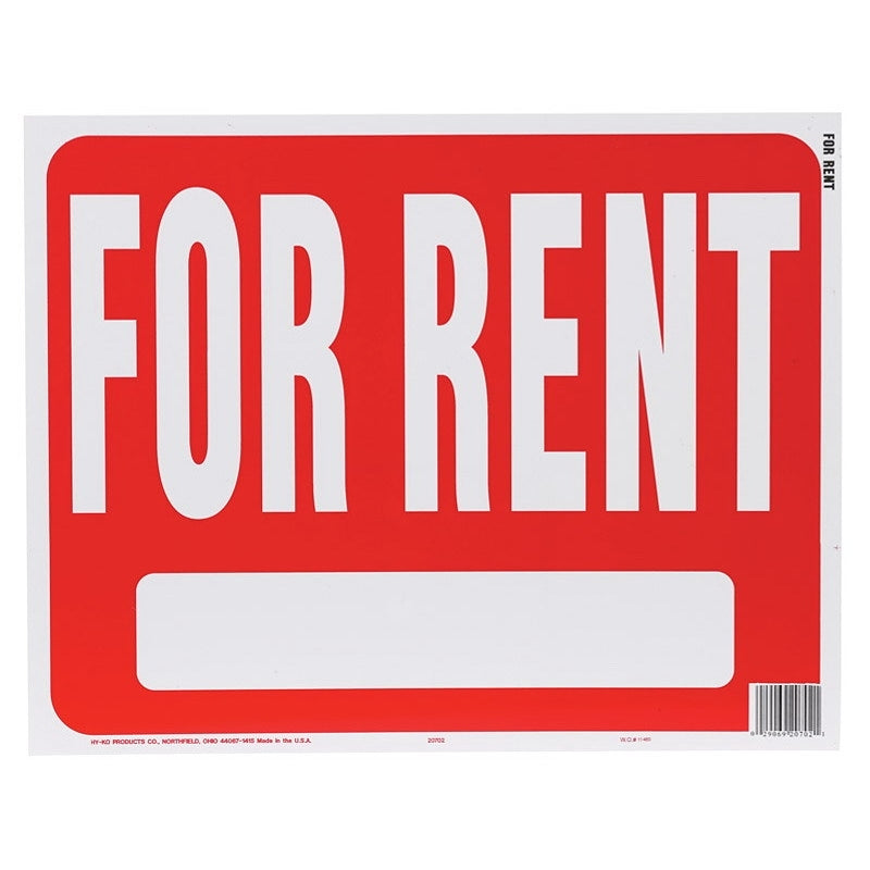 Hy-Ko 20702 Jumbo Sign, Rectangular, White Legend, Red Background, Plastic, 15 in W x 19 in H Dimensions, Pack of 5