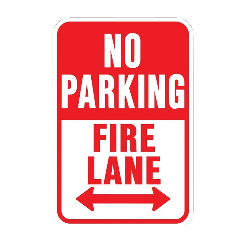Hy-Ko HW-26 Traffic Sign, Rectangular, NO PARKING FIRE LANE, Red/White Legend, Red/White Background, Aluminum