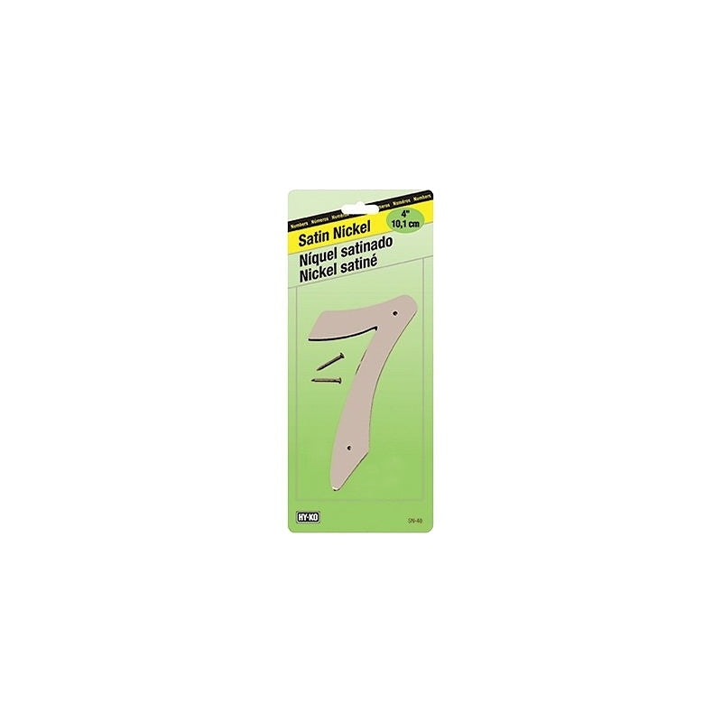 HY-KO SN-40/7 House Number, Character: 7, 4 in H Character, Nickel Character, Zinc, Pack of 10