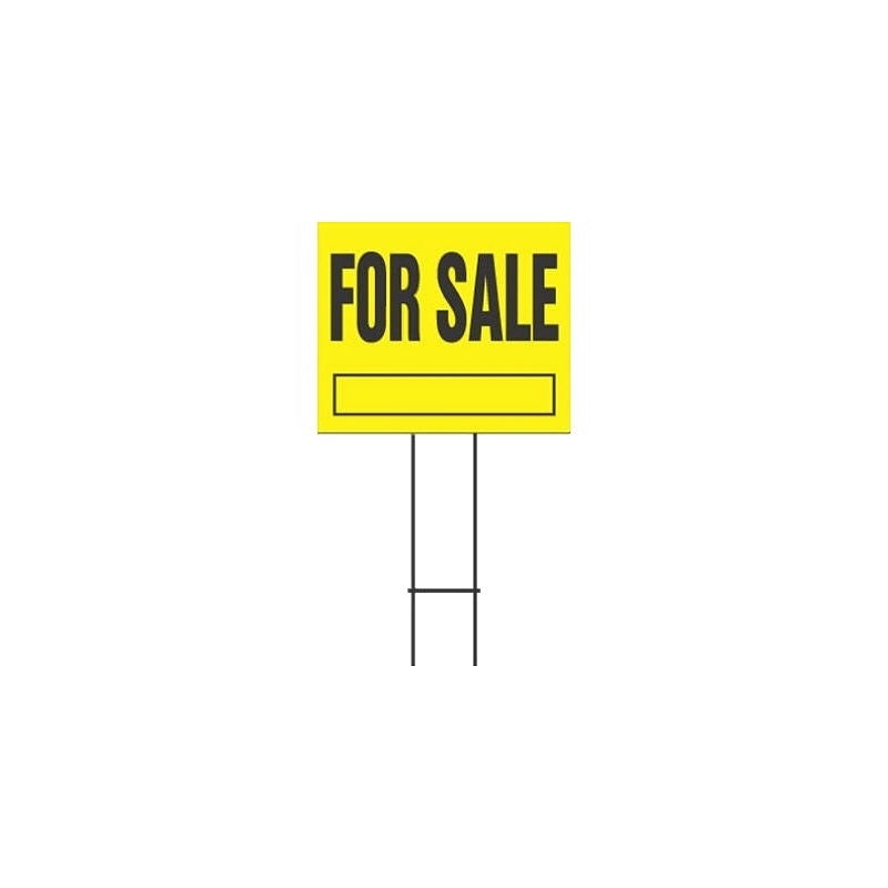 Hy-Ko YFS-10 Lawn Sign, For Sale, Black Legend, Yellow Background, Plastic, 19 in H x 24 in W Dimensions, Pack of 5