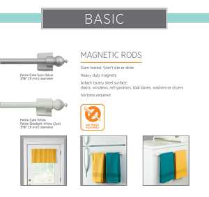 Kenney KN40343 Cafe Rod, 7/16 in Dia, 16 to 28 in L, Metal, Satin Silver