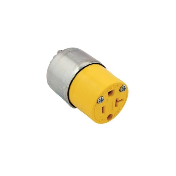 Leviton 000-520CA-000 Armored Connector, 2 -Pole, 20 A, 125 V, NEMA: NEMA 5-15R, Yellow
