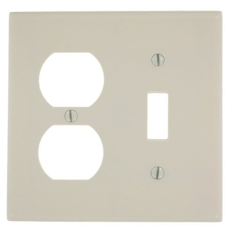 Leviton 78005 Combination Wallplate, 4-1/2 in L, 4-9/16 in W, Standard, 2-Gang, Thermoset Plastic, Light Almond, Smooth