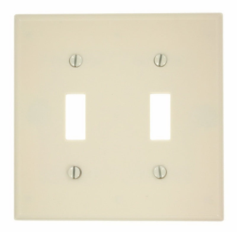 Leviton 000-78009-000 Wallplate, 4-1/2 in L, 4.56 in W, 2-Gang, Thermoset, Light Almond, Smooth