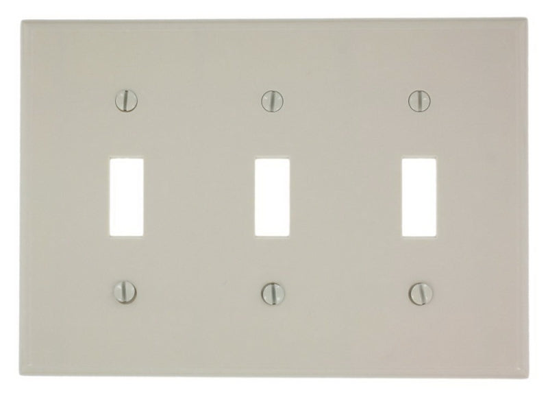 Leviton 000-78011-000 Wallplate, 4-1/2 in L, 6.37 in W, 3-Gang, Thermoset, Light Almond, Smooth