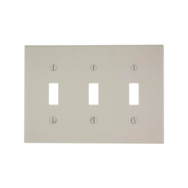 Leviton 000-78011-000 Wallplate, 4-1/2 in L, 2-3/4 in W, 3 -Gang, Thermoset, Light Almond, Smooth