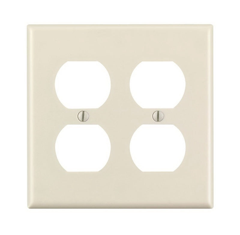 Leviton 78016 Wallplate, 4-1/2 in L, 4-9/16 in W, Standard, 2-Gang, Thermoset, Light Almond, Smooth, Device Mounting