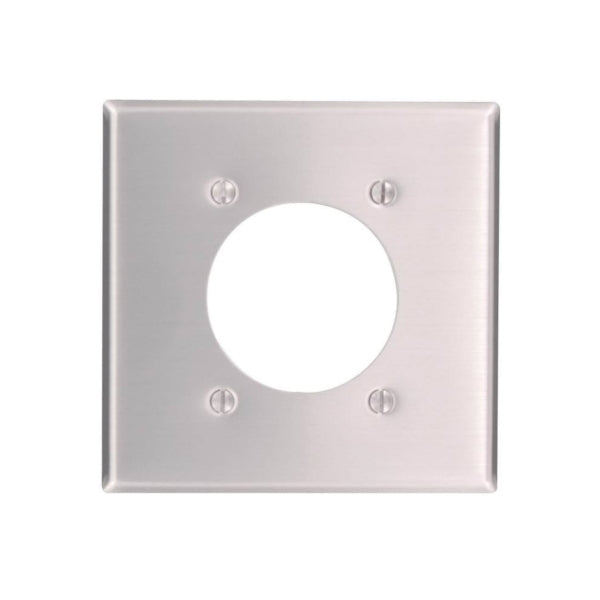 Leviton 83026 Wallplate, 4-1/2 in L, 4-9/16 in W, 2 -Gang, Aluminum, Silver, Aluminum, Flush Mounting