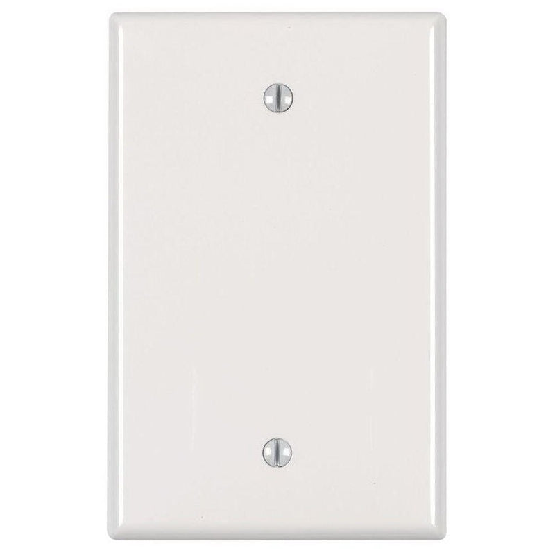 Leviton PJ13-I Blank Wallplate, 4-7/8 in L, 3-1/8 in W, 1/4 in Thick, 1-Gang, Nylon, Ivory, Box Mounting