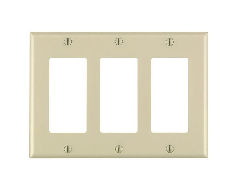 Decora 80411-I Wallplate, 4-1/2 in L, 6-3/8 in W, 3-Gang, Thermoset Plastic, Ivory, Smooth