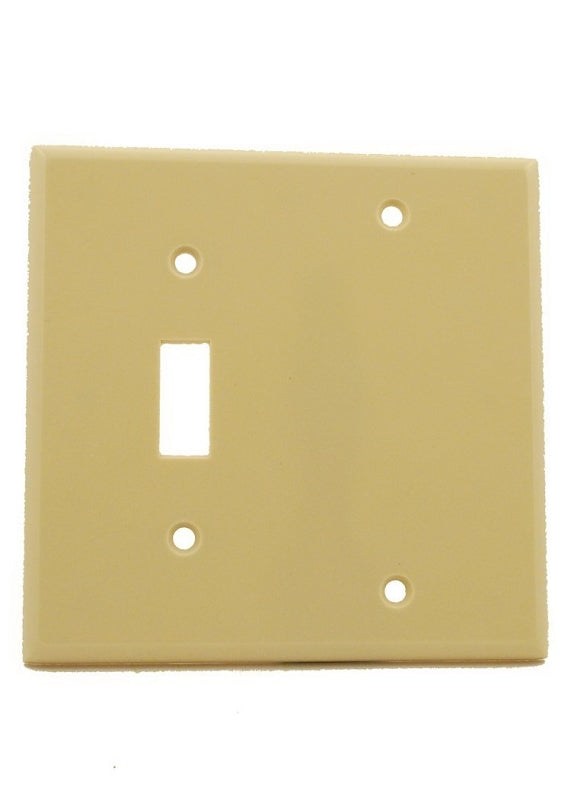 Leviton 001-86006-000 Combination Wallplate, 4-1/2 in L, 4.56 in W, Standard, 2-Gang, Thermoset, Ivory, Smooth