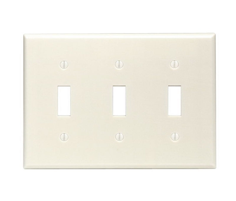 Leviton 001-86011-000 Wallplate, 4-1/2 in L, 6.37 in W, 3-Gang, Thermoset, Ivory, Smooth