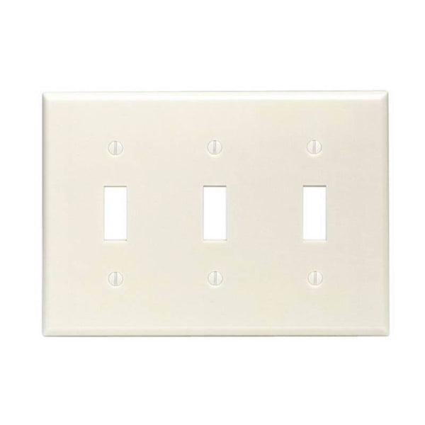 Leviton 001-86011-000 Wallplate, 4-1/2 in L, 2-3/4 in W, 3 -Gang, Thermoset, Ivory, Smooth