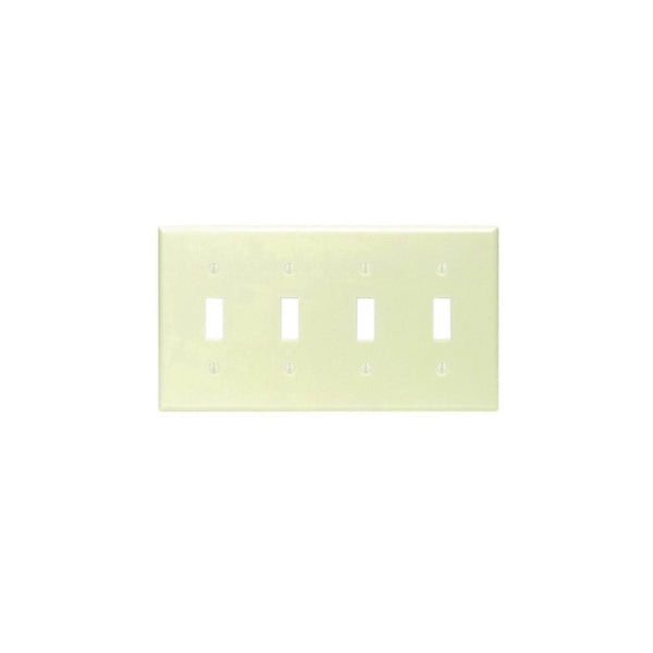 Leviton 001-86012-000 Wallplate, 4-1/2 in L, 2-3/4 in W, 4 -Gang, Thermoset, Ivory, Smooth