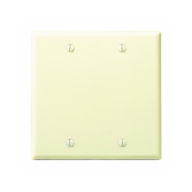 Leviton 001-86025-000 Blank Wallplate, 4-1/2 in L, 4.56 in W, 0.22 in Thick, 2-Gang, Thermoset Plastic, Ivory, Smooth