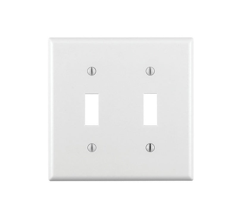 Leviton 001-88009-000 Wallplate, 4-1/2 in L, 4.56 in W, 2-Gang, Thermoset, White, Smooth