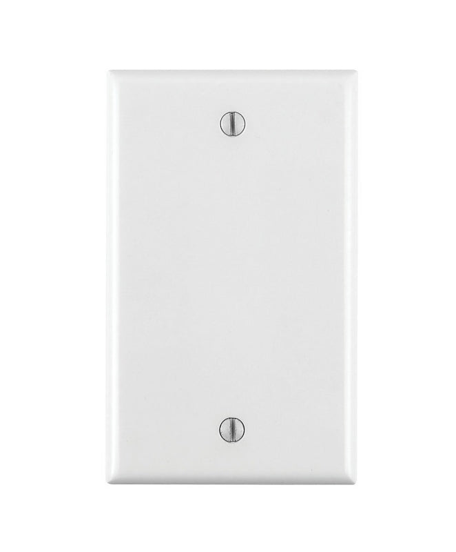 Leviton 001-88014-000 Blank Wallplate, 4-1/2 in L, 2-3/4 in W, 0.22 in Thick, 1-Gang, Thermoset Plastic, White, Smooth