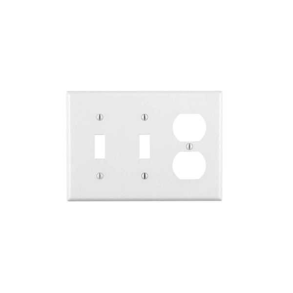 Leviton 88021 Combination Wallplate, 4-1/2 in L, 6-3/8 in W, Standard, 3-Gang, Thermoset Plastic, White, Smooth, Flush