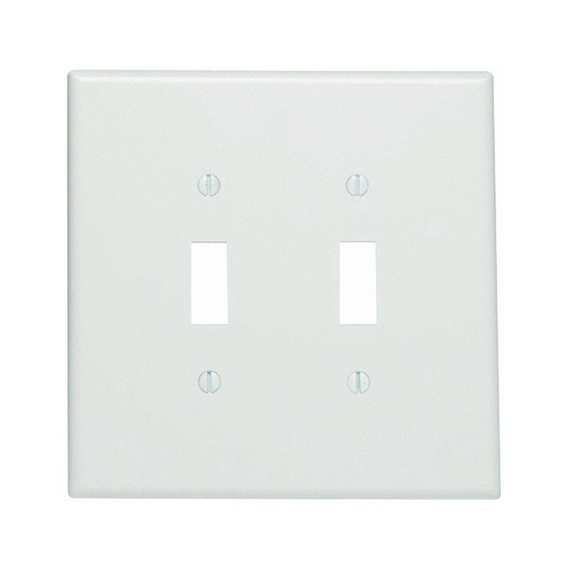 Leviton 88109 Wallplate, 5-1/4 in L, 5.31 in W, 2-Gang, Thermoset Plastic, White, Smooth