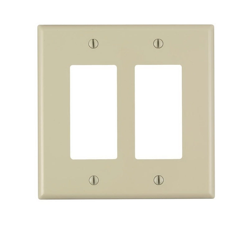 Decora PJ262-I Wallplate, 4.88 in L, 4.94 in W, 2-Gang, Nylon, Ivory